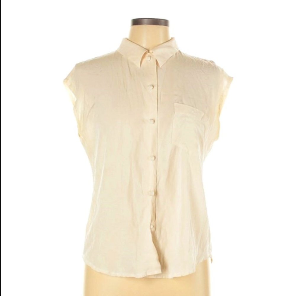 Laura Ashley Silk Short Sleeve Blouse - Size 10 - EUC